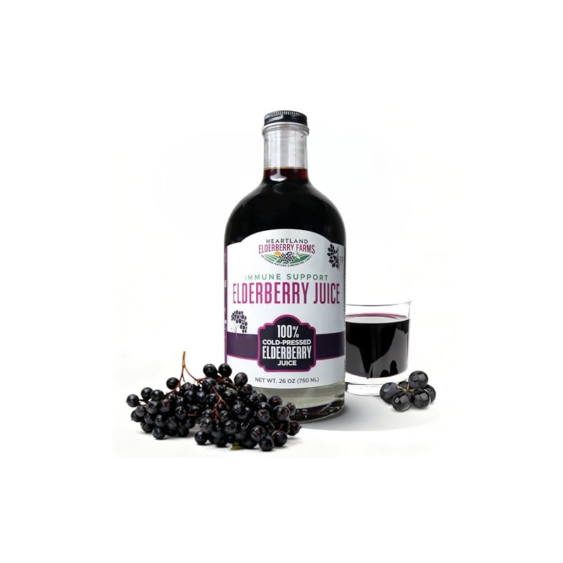 Heartland Elderberry Farms 100% Cold-Pressed Elderberry Juice Pure Organic -