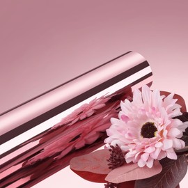 ReWallpaper Flexible Mirror Sheet Self Adhesive Non Grass Mirror Stickers for Walls Metallic Wall Sticker Decor Peel and Stick Reflective Rose Gold Wallpaper for Crafts DIY Cabinet Dresser 15.8inX10ft