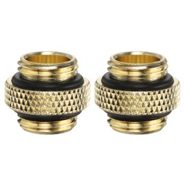 sourcing map 2pcs Water Cooling Adapter G1/4" Thread Male to Male Mini Extender Fitting Copper Water-Cooled Compression Fitting with O-Ring for Computer PC Water Cooling System, Gold
