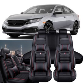 For Honda Civic Car Seat Covers 5-Seat Full Set Front & Rear Cushion Leather