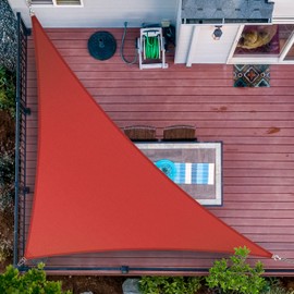 ShadeMart 14' x 14' x 19.8' Red Right Triangle Sun Shade Sail UPF50 smTAPT22 Canopy Fabric Cloth Screen, Water Air Permeable & UV Resistant, Heavy Duty, Carport Patio Outdoor - (We Customize Size)