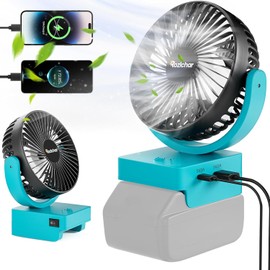 Rozlchar Portable Cordless Fan Compatible For Makita 18V Battery, Work for BL1860 BL1850 BL1840 BL1830, Jobsite Fan With USB A+C Fast Charging For Camping Workshop and Construction Site(No Battery)