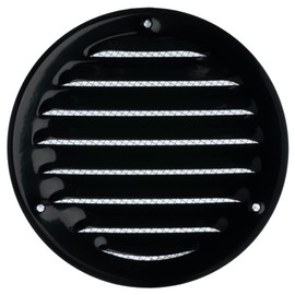 LIRAST 4" Round Vent Cover for Wall and Ceiling - Black Soffit Vents for Outdoor and Indoor - Metal HVAC Return Air Grille with Mesh - External Diameter: 5.32"