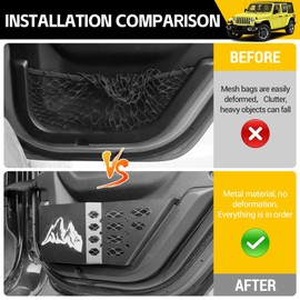 JTYZSM Metal Rear Door Storage Box Pockets for 2018-2025 Jeep Wrangler JL JLU 4XE & 2020-2025 Gladiator JT, Door Side Insert Molle Panels Organizer for JL JLU 4XE JT 4 Door Interior Accessories 2PCS