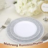 Kinmsito Pack of 20 Plastic Plates with Silver Rim, 19
