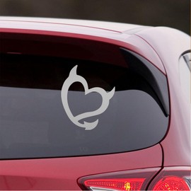 NBFU Devil Heart (Metallic Silver) (Set Of 2) Premium Waterproof Vinyl Decal Stickers For Laptop Phone Accessory Helmet Car Window Bumper Mug Tuber Cup Door Wall Decoration