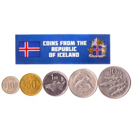 Hobby of Kings Different Coins - Old, Collectible Icelander Foreign Currency for Collecting Book - Unique, Commemorative World Money Sets - Gifts for Collectors - Collection of 5