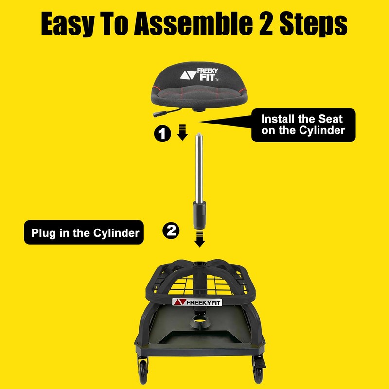 FreekyFit Rolling Shop Stool with Wheels, Garage Work Mechanic Stool