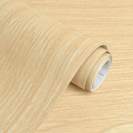 Fititem Wood Grain Contact Paper Light Wood Wallpaper Peel and Stick Contact Paper for Cabinet and Drawer Kitchen Faux Natural Oak Bamboo Self Adhesive Waterproof Wooden Wallpaper Shelf 17.3inW 118inL