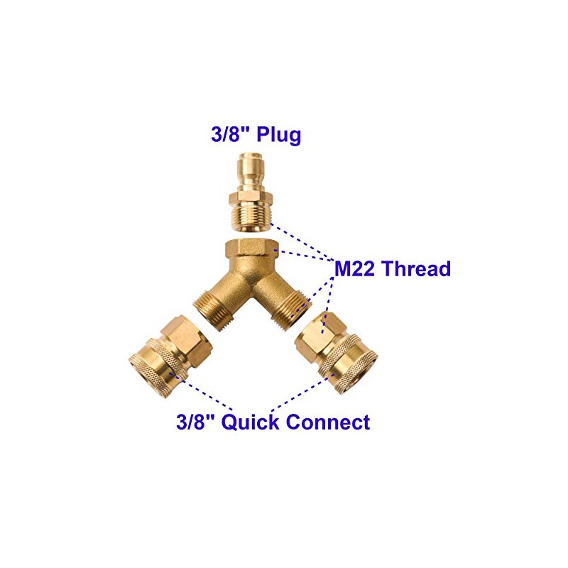 Tool Daily Pressure Washer Tee, Splitter Coupler, Quick Connect Two