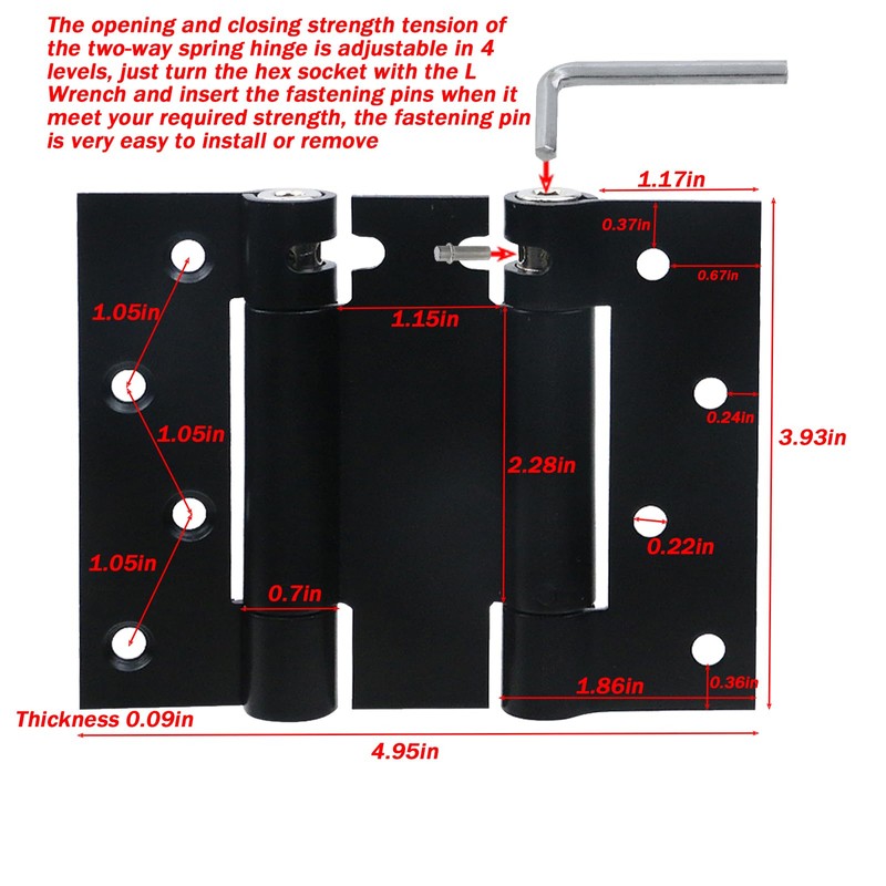 4 Inch Double Action Swinging Door Hinge, Two Way Opening
