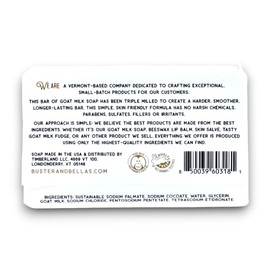 Buster & Bella's Unscented Triple Milled Goat Milk Soap - Sensitive Skin, Cruelty & Fragrance Free
