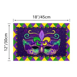 Linen Mardi Gras Placemats Set of 4 New Orleans Brazi Carnival Table Mats Fat Tuesday Mardi Gras Decorations and Supplies for Home Kitchen Table-12×18''