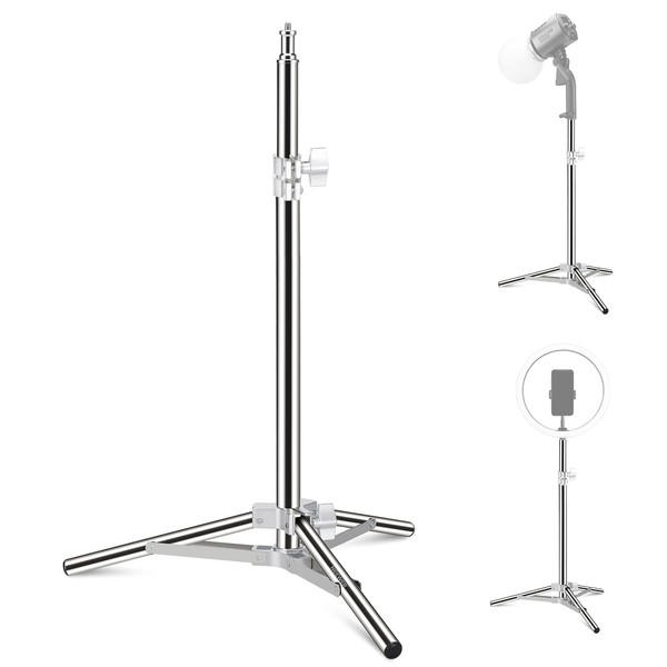 NEEWER ST-80SS Photography Light Stand, Improved, Completely Metal Adjustable Table Tripod Made of Stainless Steel with 1/4 Inch Screw for Reflector Softbox LED Ring Light Shade