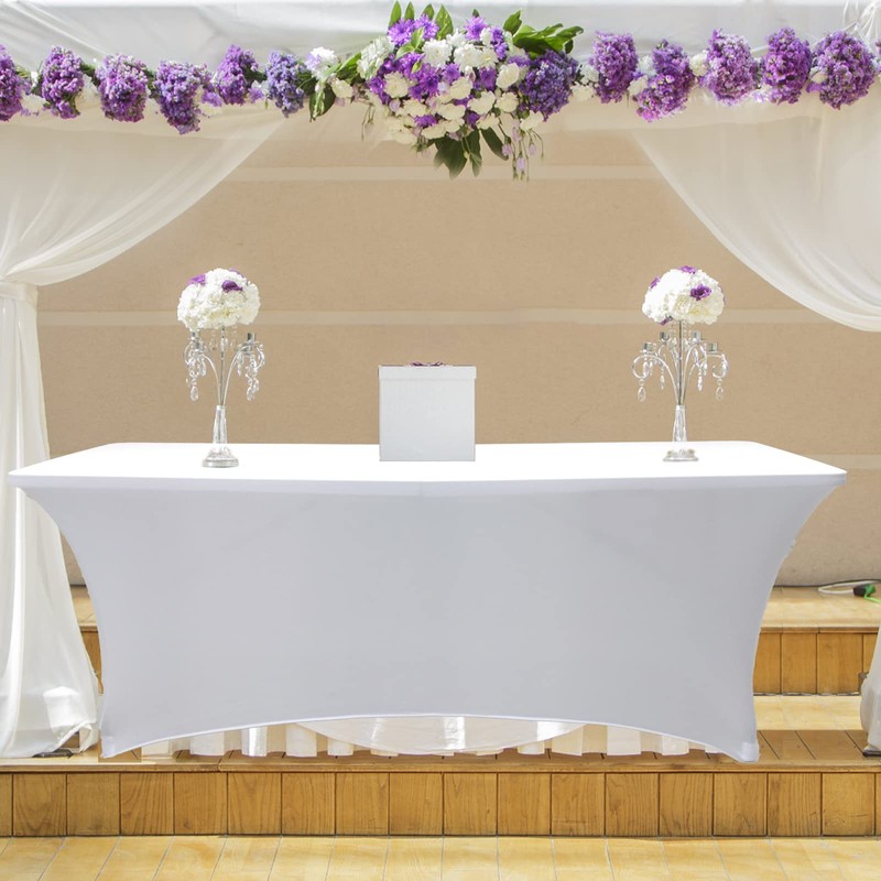 Grantop Black Stretchable Spandex Tablecloth, 6FT Tight Fitted Stretchy Table