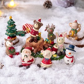Christmas Miniature Cute Animal Resin Ornaments for Festive Decor bla lf1041 One Size/Little Monkey 2ea
