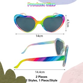 CHSZSH Pack of 2 Women's Glasses, Rainbow Glasses, Glasses Accessories for Women's Clothing, Rainbow Sunglasses, Party Decoration Glasses, Multicoloured, One size