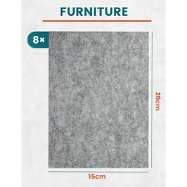 shinfly Felt Pads for Furniture Feet 8 Pcs, Felt Sheets with 20x15cm, Extra Thickness Furniture Pads Floor Protectors | Felt Furniture Pads | Felt Pads for Chair Legs | Furniture Felt Pads, Grey