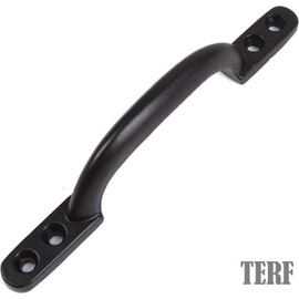 TERF® Antique Black Door Pull Handle 150mm (6 inch) Traditional Cast Iron Door D Pull Handle Including Fixing Screw for Garage Garden Gate Barn Shed Door and Multi Use - Pack of 1