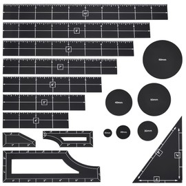 BENECREAT 17Pcs Black Objective Point Markers, Acrylic Objective Makers Ruler Set War Games Measuring Ruler, Round Objective Marker Gaming Accessory for Tabletop Wargames