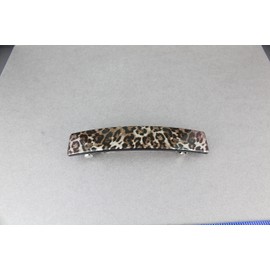 Brown Black Cream cheetah leopard print barrette plastic rectangle hair clip accessory 4.25 inches long