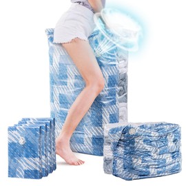 TAILI Vacuum Storage Bags 4 Pack, Jumbo Cube (31x40x15 Inch), Vacuum Seal Bags for Beddings, Comforters, Pillows, Clothes, Space Saving for Closet and Home Storage, Blue Coastline