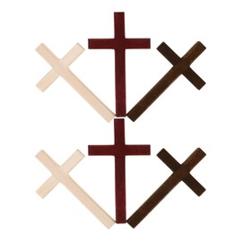 EXCEART Mini Wooden Cross Ornament 6Pcs Cross The Decor Ornament Bulk Wood Theme Party Adornment Handcrafted Religious Decor