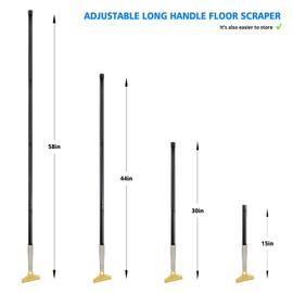 EHDIS 15''-58'' Long Handle Adjustable 4'' Razor Blade Scraper Tool Floor WallPaper Cooktop Scraper for Cleaning Concrete, Vinyl, Tile,Floors, Walls