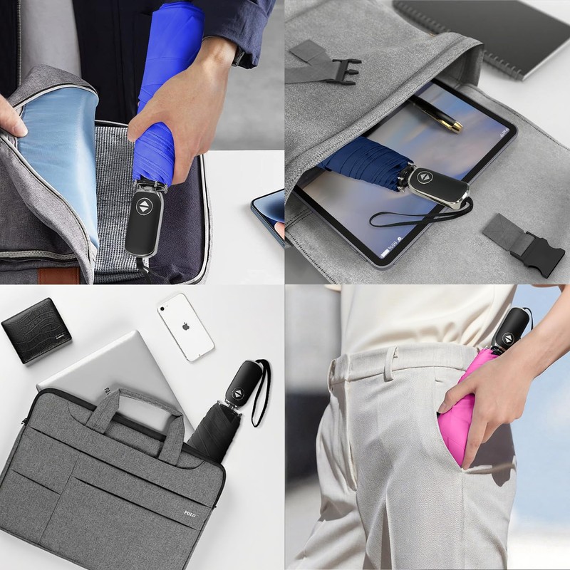 Lejorain Mini Compact Flat Umbrella - Auto Open Close Collapsible