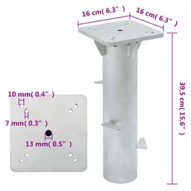 vidaXL In-Ground Parasol Base - Square 6.3" Metal Umbrella Stand, Ground Sleeve with Dacromet Coating, M8 Screw Compatibility - Outdoor Patio, Garden Stability Solution