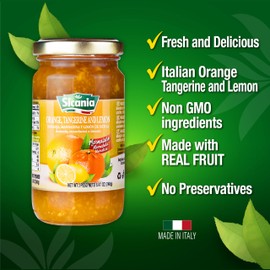SICANIA Italian Orange, Tangerine & Lemon Fruit Preserves 8.47oz - Gluten Free, Non GMO, No Preservatives, No High Fructose Corn Syrup - 45% Real Fruit Preserves & Jams - Gourmet Jams, Jellies & Preserves