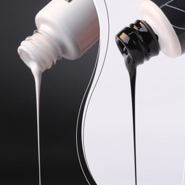 NXJ INFILILA Gel Liner Nail Polish Set, 2 Color French Tip Nail Polish White Black, Gel Liner Nail Art Paint for Swirl Nails Built Thin Nail Art Brush in Gel Pens UV Soak off Gifts for Women