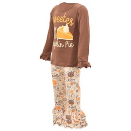 Unique Baby Traje de Acción de Gracias para niñas de 2 piezas, Más dulce que el pastel, 10 Años