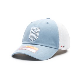 Fan Ink Team USA - US Soccer National Team 'Ace' Trucker Adjustable Soccer Hat (Light Blue/White)