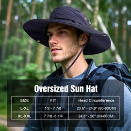 AYPOW XL XXL Sun Hats for Men, Large Size, Wide Brim, Lightweight & Breathable Summer UV Protection Fishing Hat, Waterproof & Quick Drying, Foldable Fishing Hat, Boonie, Safari Hats, Outdoor Hiking