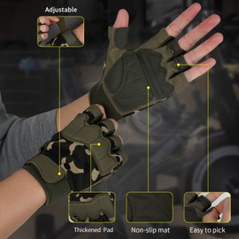 FIORETTO Mens Breathable Padded Fingerless Motorcycle Gloves Half Finger Gloves for Cycling Hiking Climbing Outdoor Sports