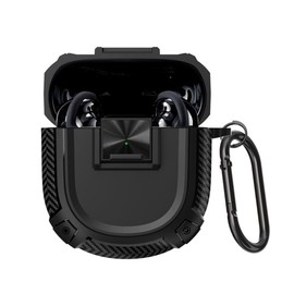 QINOUK Case for Bose QuietComfort Earbuds II, [Shockproof] Rugged TPU Protective Case with Carabiner, Full-Body Protection, Compatible with Bose QuietComfort Earbuds II-Black