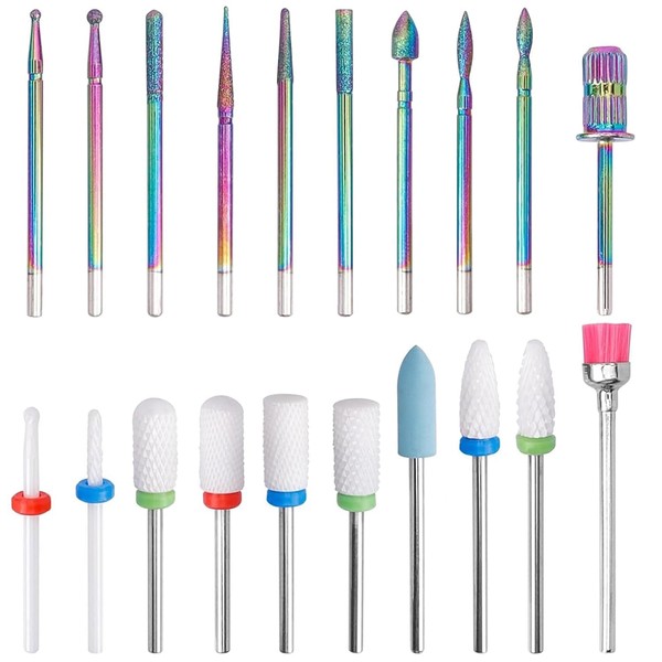 Gasea 20Pcs Nail Drill Bits Sets, 3/32 Inch Diamond Cuticle