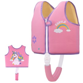 OSHYLE Swim Vest for Kids Toddler Floaties Vest with Safety Strap Buoyancy Aid (R-Unicorn, S(1-3))