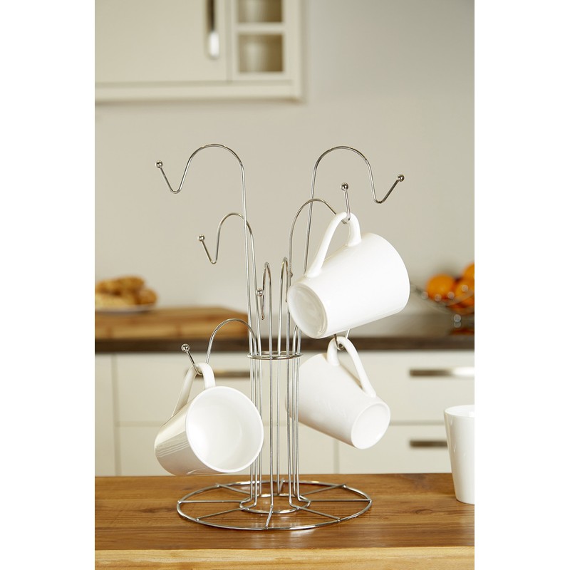 Premier Housewares 8 Cup Mug Tree - Chrome