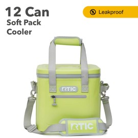 RTIC Soft Cooler 12 Can, Insulated Bag Portable Ice Chest Box for Lunch, Beach, Drink, Beverage, Travel, Camping, Picnic, Car, Trips, Floating Cooler Leak-Proof with Zipper, Citrus