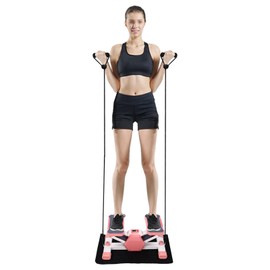 LIAPDG Mini Stepper, Mini Stepper for Exercise Small Stair Stepper with LCD Screen & 2 Resistance Bands for People of Various Ages Max. Load Capacity 150 Kg/ 330.69 Lbs 20 x 12.2 x 9.84 Inches