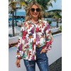 ZXZY Women Soft Dressy Floral Printed Button Down Tropical Hawaiian