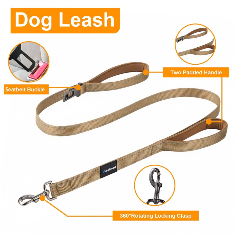 Annchwool No Pull Dog Harness,Heavy Duty Reflective Collar & Leash