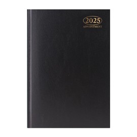 1ABOVE Premium Quality 2025 A5 Day to Page Appointment Diary |Hardback Casebound DAP Year Planner for Appointments- for Home and Office Use (BLACK)