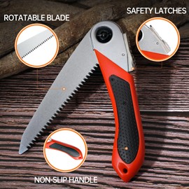 Hand Folding Pruning Saw 7.4 Inch Wood Tree Pull Razor Teeth Saw for Bone Wood Camping Backpacking Trimming Bushcraft Hunting, SK-5 Steel Blade with Non-Slip Rugged Handle.