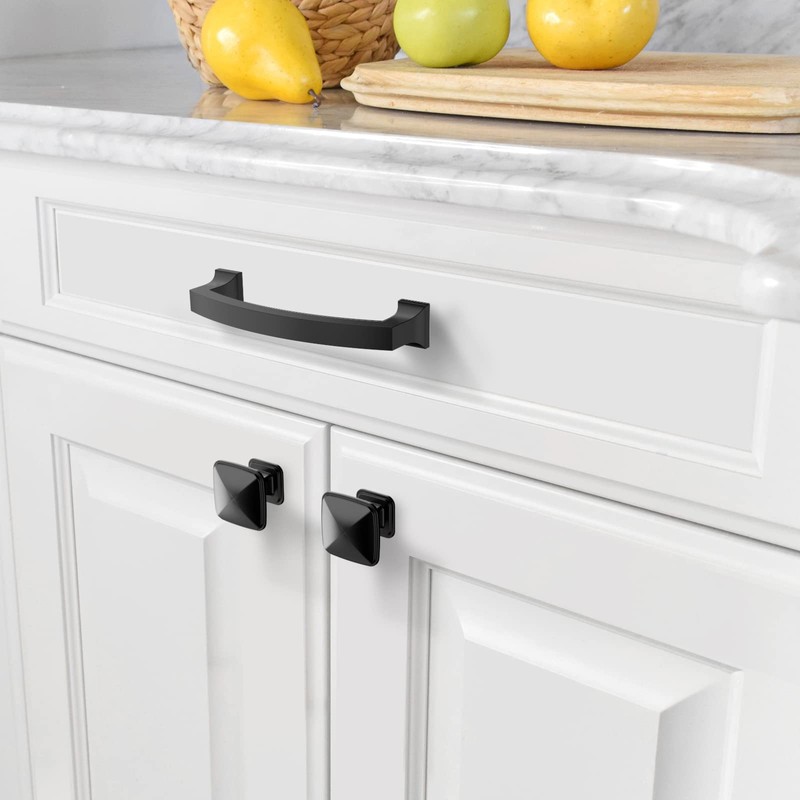 Amerdeco 10 Pack Matte Black 4Inch(102mm) Hole Centers Kitchen Cabinet
