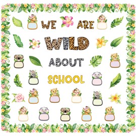 Harloon 81 Pcs Boho Animal Bulletin Boards Summer Classroom Decorations Set Jungle Animals Safari Cutouts Wild About School Welcome Bulletin Board For Teachers Preschool Kindergarten Elementary School