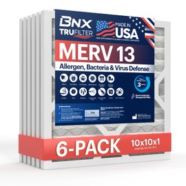 BNX TruFilter 14x24x1 Air Filter MERV 13 (4-Pack) - MADE IN USA - Electrostatic Pleated Air Conditioner HVAC AC Furnace Filters for Allergies, Pollen, Mold, Bacteria, Smoke, Allergen, MPR 1900 FPR 10