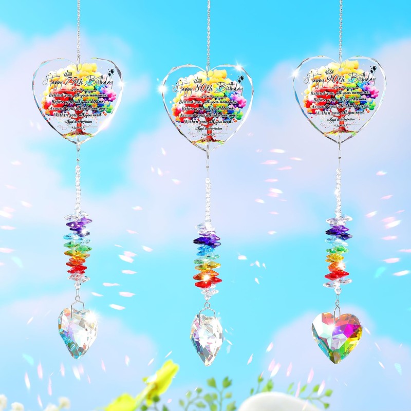 Ornalrist 75th Birthday Gifts for Women Glass Suncatcher 75 Years